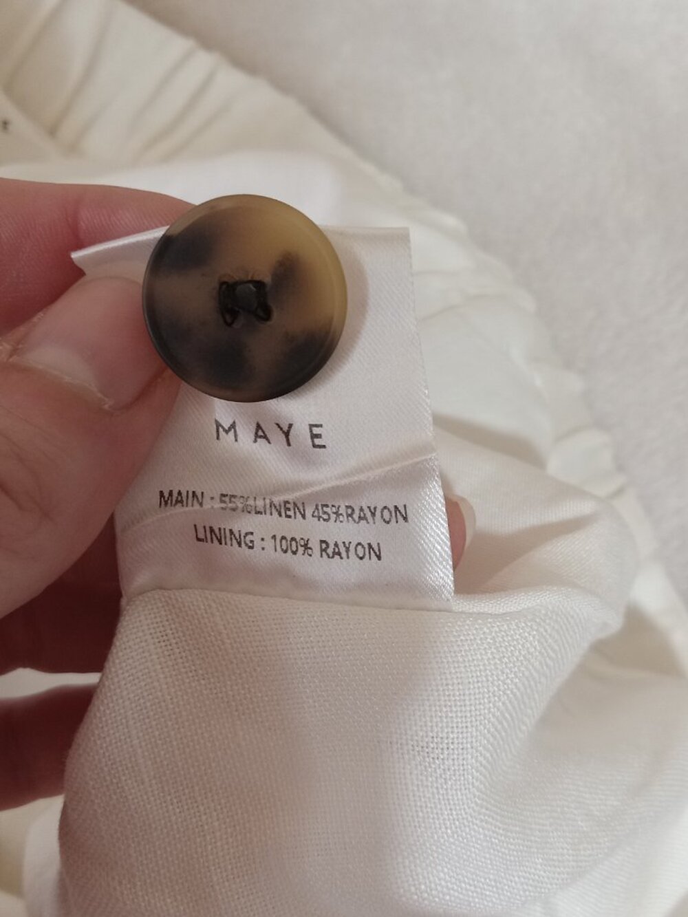 MAYE Estella Linen Blend Wide Leg Pants Ivory White Elastic Waist M - Picture 7 of 15